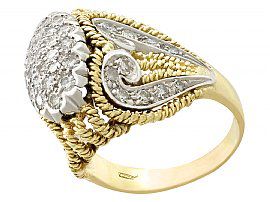 Unusal Vintage Diamond and Gold Dress Ring 