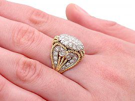 Unusal Vintage Diamond and Gold Ring Wearing Hand