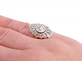 Art Deco Diamond Ring Wearing Hand