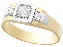 0.30ct Diamond and 18ct Yellow Gold, Platinum Set Dress Ring - Antique Circa 1930