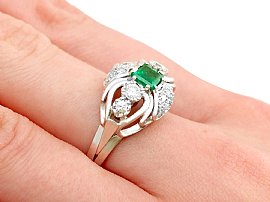1950s Emerald and Diamond Ring Wearing