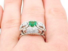 Wearing 1950s Emerald and Diamond Ring