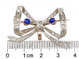 Antique Bow Brooch with Sapphires and Diamonds Ruler