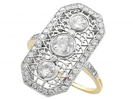 1.26ct Diamond and 18ct Yellow Gold, Platinum Set Dress Ring - Antique Circa 1920