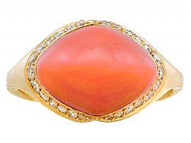 Coral and Diamond Ring Vintage
