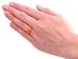 Vintage Coral and Diamond Ring Wearing