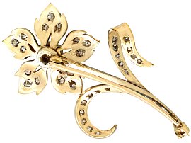 Victorian Floral Diamond Brooch Reverse