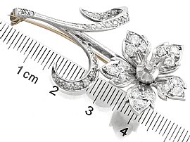Victorian Floral Diamond Brooch Ruler