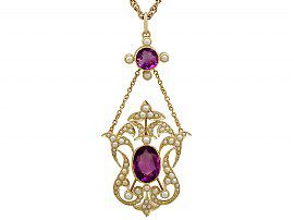 4.83ct Amethyst and Pearl, 18ct Yellow Gold Pendant - Antique Circa 1910