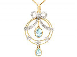 Aquamarine and Diamond Pendant Necklace 