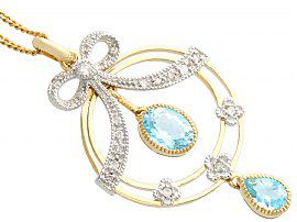 Aquamarine and Diamond Pendant Necklace 