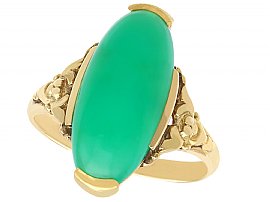 6.60ct Chrysoprase and 14ct Yellow Gold Dress Ring - Antique Circa 1930