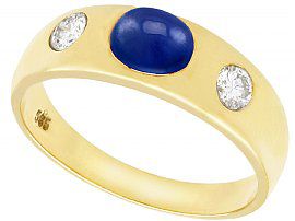 1.30ct Sapphire and 0.45ct Diamond, 14ct Yellow Gold Dress Ring - Vintage Circa 1980