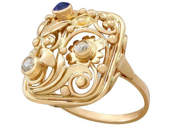 Sapphire and Gold Dress Ring