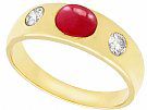 1.29ct Ruby and 0.42ct Diamond, 14ct Yellow Gold Dress Ring - Vintage Circa 1980