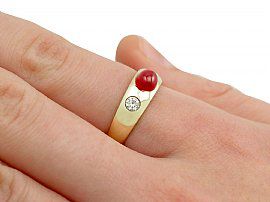 Vintage Ruby and Gold Ring Wearing Hand