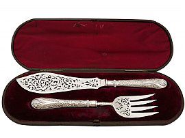 Sterling Silver Newton Pattern Fish Servers - Antique Victorian (1876)