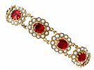 13.95ct Garnet and Pearl, 9ct Yellow Gold Bracelet - Vintage 1974