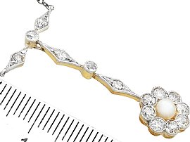 Pearl and Diamond Necklace Yellow Gold Ruler
