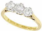 0.83ct Diamond and 18ct Yellow Gold Trilogy Ring - Vintage Circa 1950