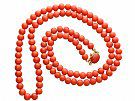 Coral and 18ct Yellow Gold Necklace - Vintage Circa 1970