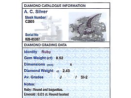 Diamond Dragon Brooch with Rubies