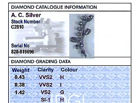 Flower Spray Diamond Brooch Grading Data
