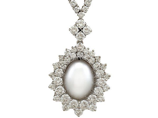 Vintage Cultured Pearl and Diamond Necklace