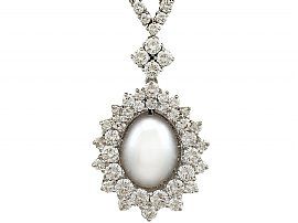 Cultured Pearl and 5.32ct Diamond, 18ct White Gold Necklace - Vintage Circa 1965