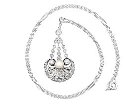 Pearl & Diamond Pendant Necklace Art Deco