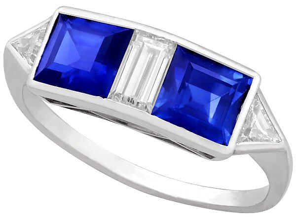 1980s Sapphire and Diamond Ring
