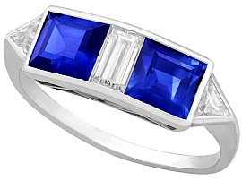 1.90ct Sapphire and 0.52ct Diamond, 18ct White Gold Dress Ring - Vintage Circa 1980