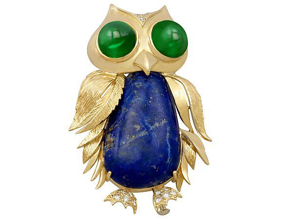 gemstone owl brooch