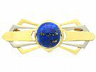14.95ct Lapis Lazuli and 18ct Yellow Gold Bow Brooch - Antique Circa 1930