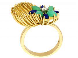 Unusual Dress Ring with Gemstones in Yellow Gold