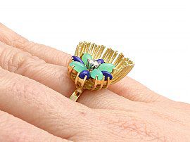 Unusual Dress Ring with Gemstones Wearing Hand