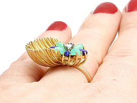 Unusual Dress Ring with Gemstones Wearing