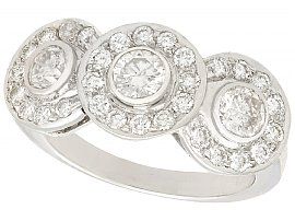 1.41ct Diamond and 18ct White Gold Dress Ring - Vintage Circa 1990
