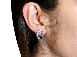 sapphire and diamond clip on earrings wearing