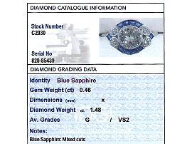 old cut diamond and sapphire ring grading