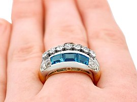  Aquamarine and Gold Dress Ring
