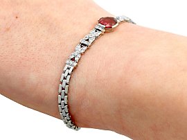 Garnet and Diamond Bracelet Wearing Wrist