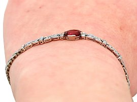 Garnet and Diamond Bracelet Wearing Hand