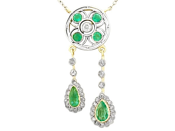 antique emerald and diamond pendant