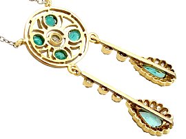 antique emerald and diamond pendant reverse 