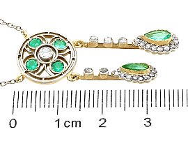 antique emerald and diamond pendant size