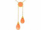 35.22ct Coral and 12ct Yellow Gold Necklace - Antique Victorian