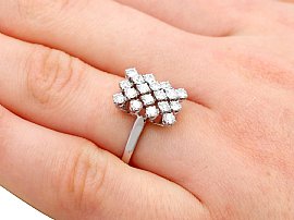 rectangular diamond cluster ring wearing