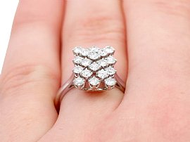 rectangular diamond cluster ring wearing