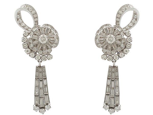 platinum Art Deco diamond earrings